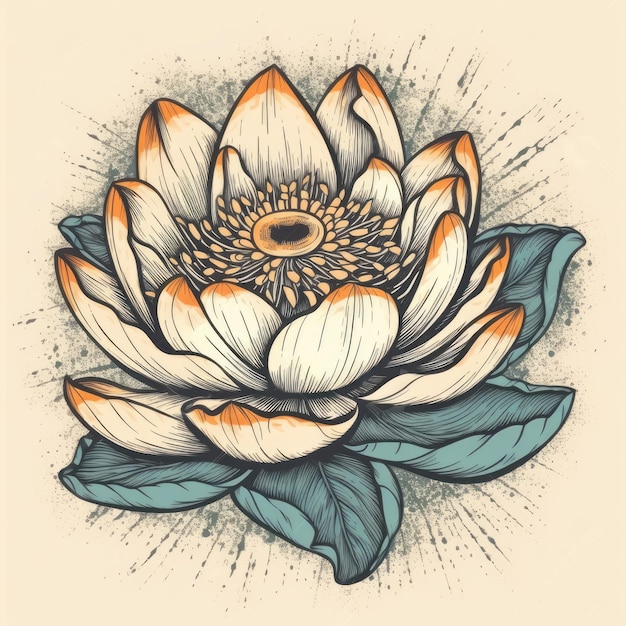 illustration vectorielle de fleur de lotus pour t-shirt dessiné dans Adobe Illustrator