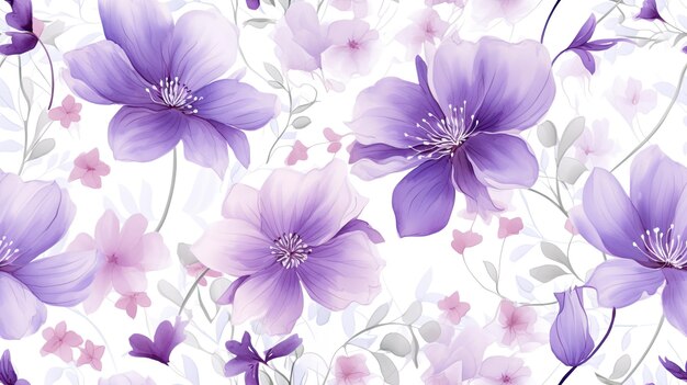 Photo illustration vectorielle de fleurs violettes à l'aquarelle