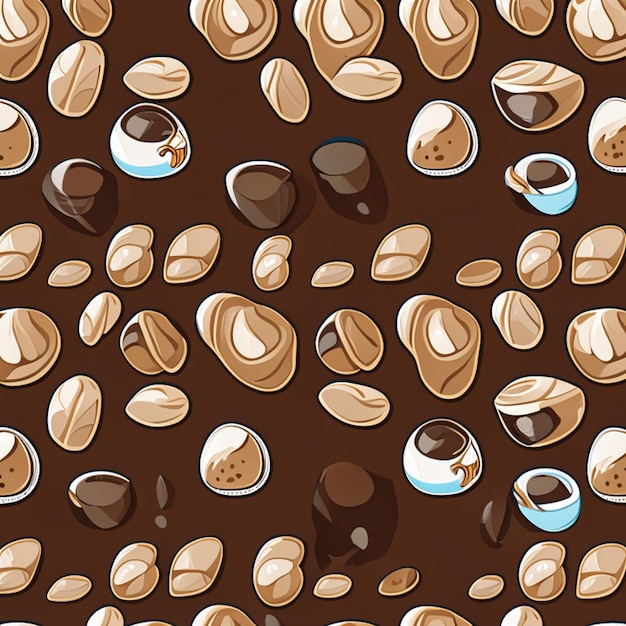 Illustration vectorielle de grains de café motif doodle