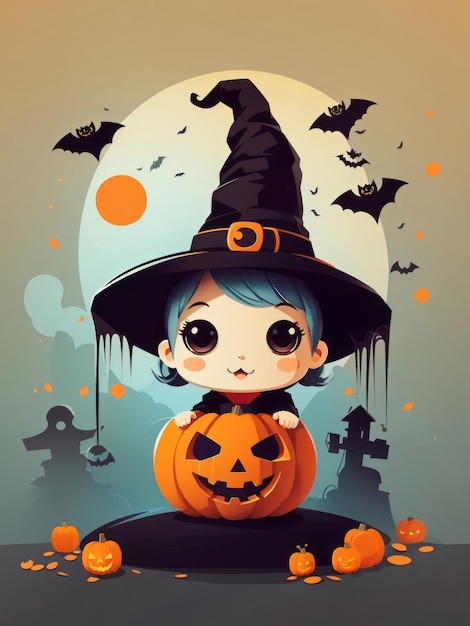 illustration vectorielle Halloween mignon art minimaliste