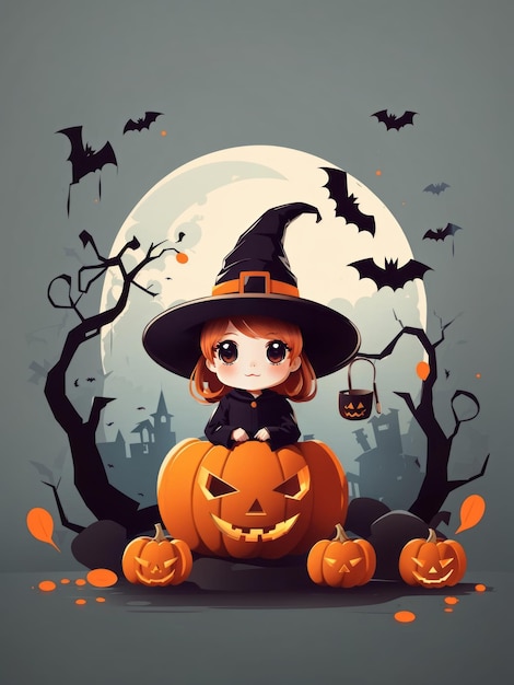 illustration vectorielle Halloween mignon art minimaliste