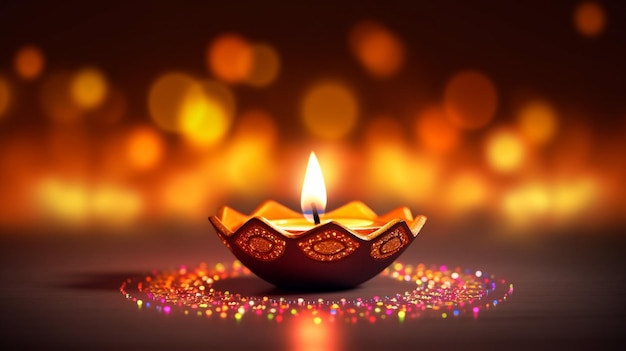 Illustration vectorielle Happy Diwali Carte de fête Diwali Modèle de conception avec lampe lumières dorées col