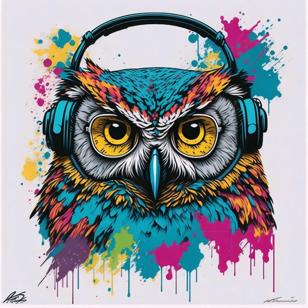 Photo illustration vectorielle de hibou coloré pop art