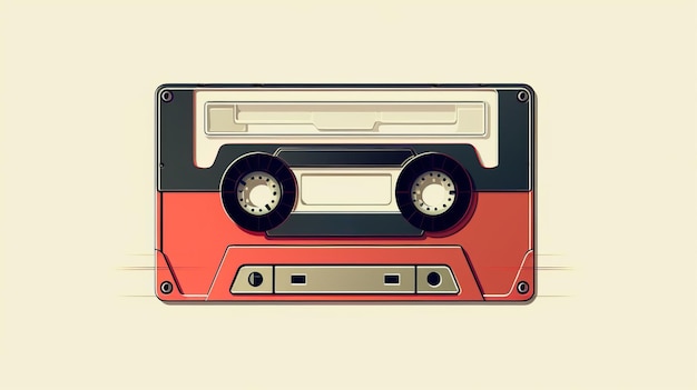 Illustration vectorielle d'icône de cassette de réalisme nostalgique dans le style Josan Gonzalez
