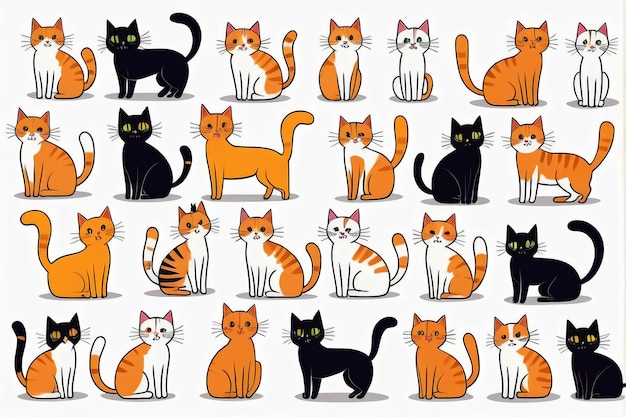 illustration vectorielle jeu de griffons de chat mignon et collection de design de personnages de dessins animés Cat