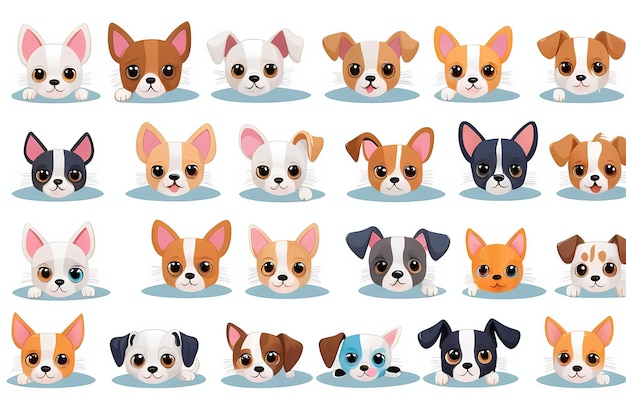 Photo illustration vectorielle jeu de griffons de chien mignon et collection de design de personnages de dessins animés de chien