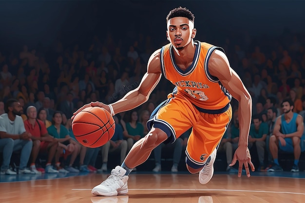 illustration vectorielle d'un jeune joueur de basket-ball masculin