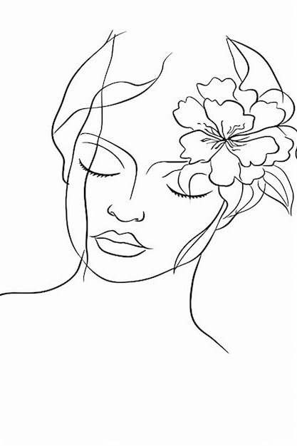 Illustration vectorielle libre de femme dessinée à la main avec des fleurs