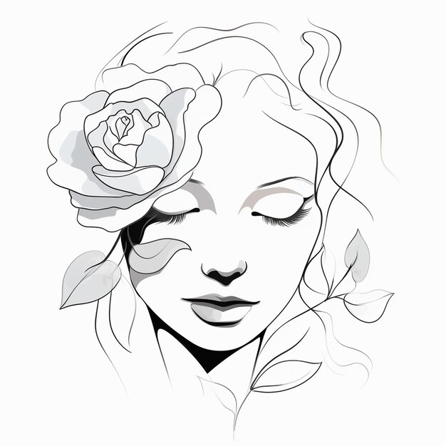 Photo illustration vectorielle libre de femme dessinée à la main avec des fleurs