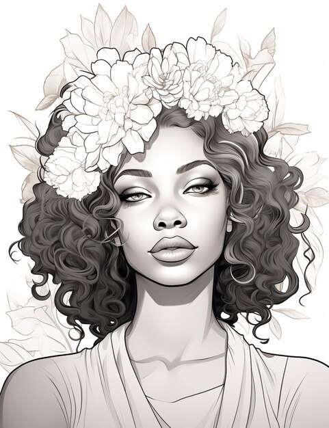 Illustration vectorielle libre de femme dessinée à la main avec des fleurs