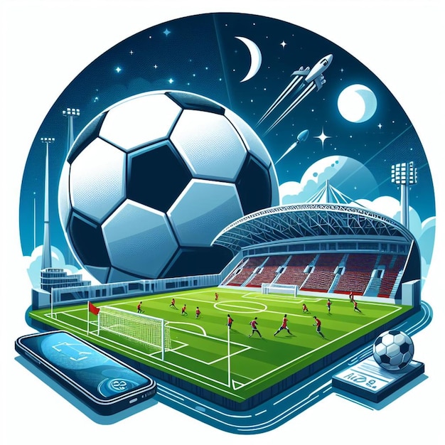 Illustration vectorielle de logo du ballon de football et du stade