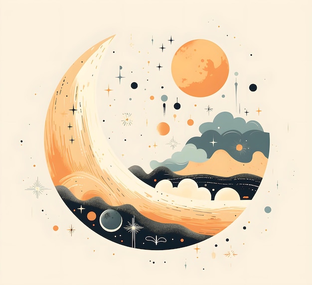 Photo l'illustration vectorielle de la lune boho