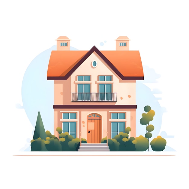 Illustration vectorielle d'une maison en style dessin animé plat sur fond blanc