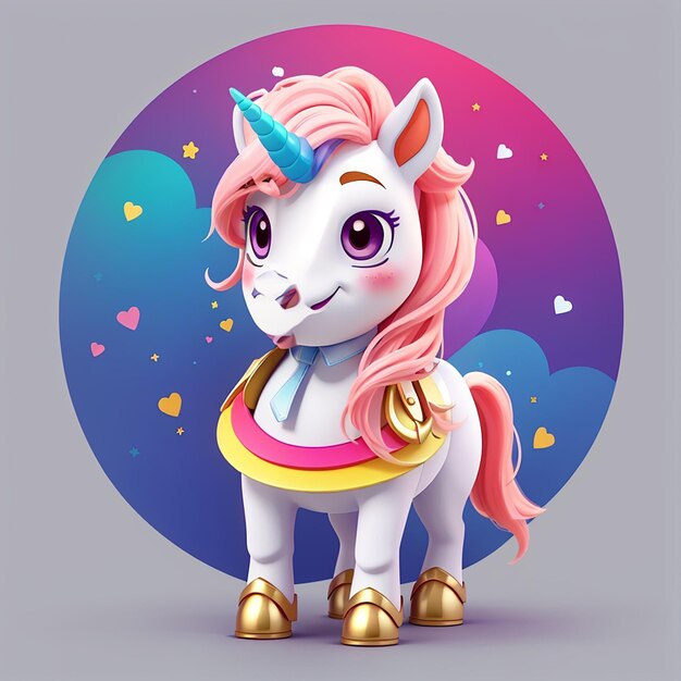 Photo illustration vectorielle de la mascotte de l'unicorne debout pour l'impression sur le web