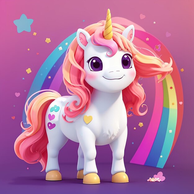 Photo illustration vectorielle de la mascotte de l'unicorne debout pour l'impression sur le web