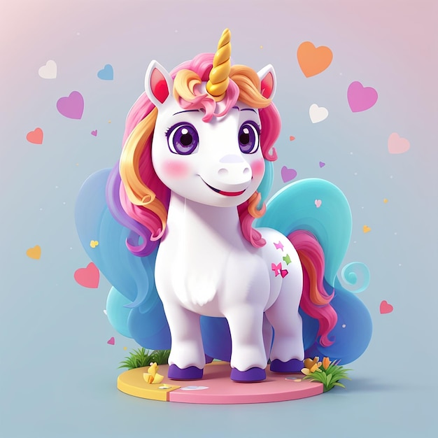 Photo illustration vectorielle de la mascotte de l'unicorne debout pour l'impression sur le web