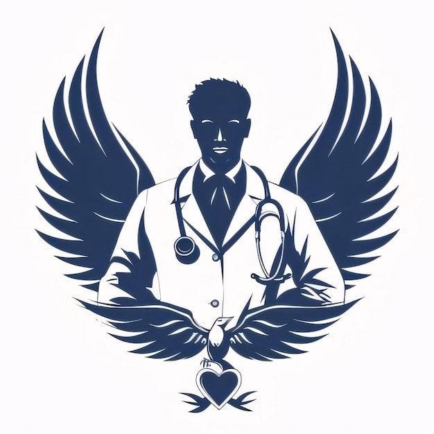 Illustration vectorielle d'un médecin avec un stéthoscope et des ailes