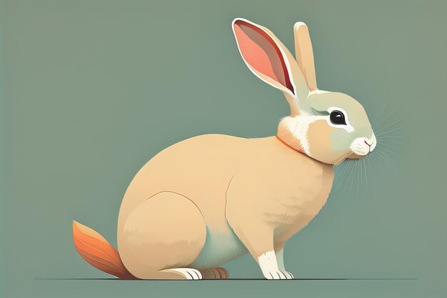 Illustration vectorielle d'un mignon lapin blanc assis sur un fond gris ai génératif