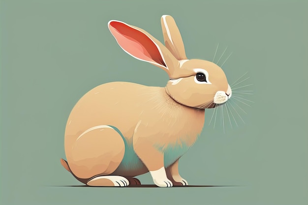 Illustration vectorielle d'un mignon lapin blanc assis sur un fond gris
