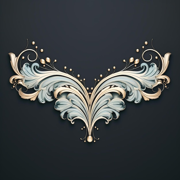 illustration vectorielle d'un motif floral orné d'or et de bleu sur fond noir