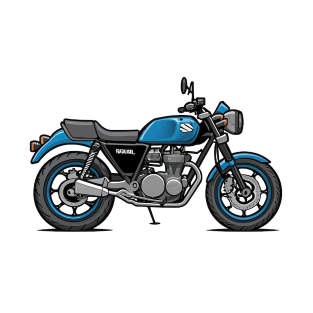 Illustration vectorielle de la moto Suzuki GS1000S bleue classique