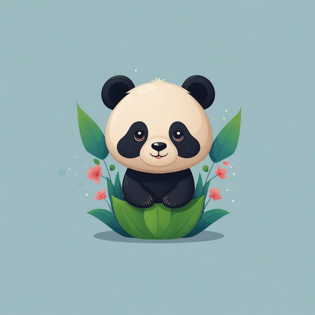 Photo illustration vectorielle d'un panda mignon conception du logo plat