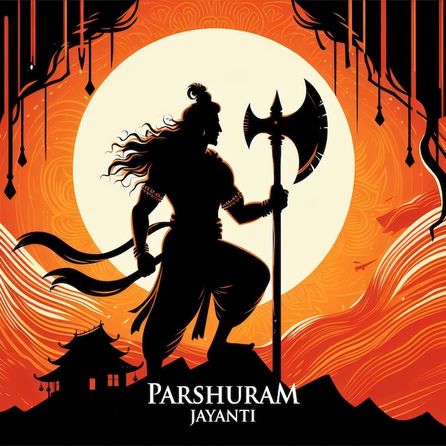 Photo illustration vectorielle de parshuram jayanti avec le seigneur parshuram avec une hache