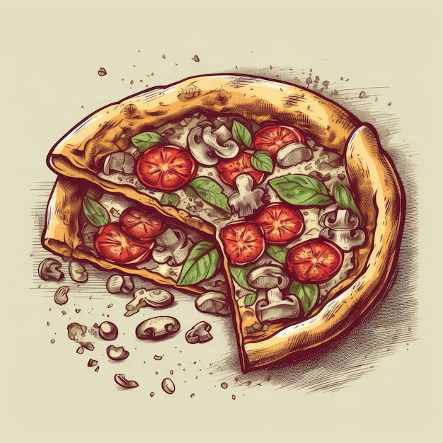 illustration vectorielle de pizza pour t-shirt dessiné dans Adobe Illustrator