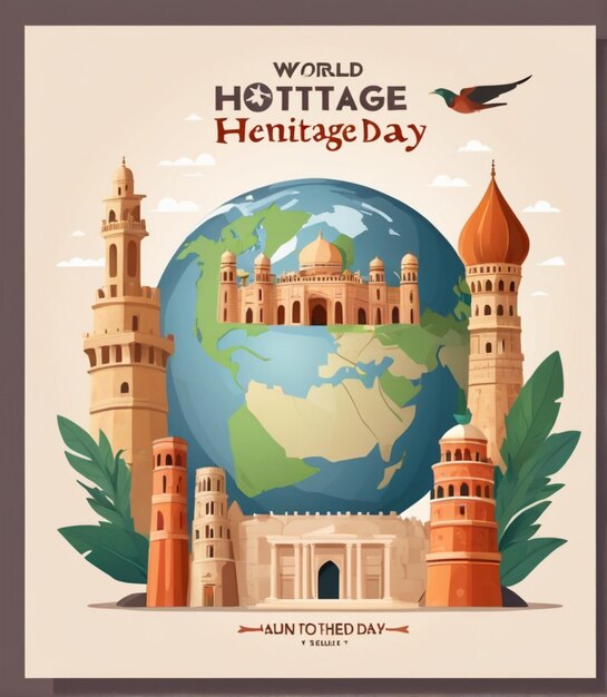Illustration vectorielle plate de la journée du patrimoine mondial