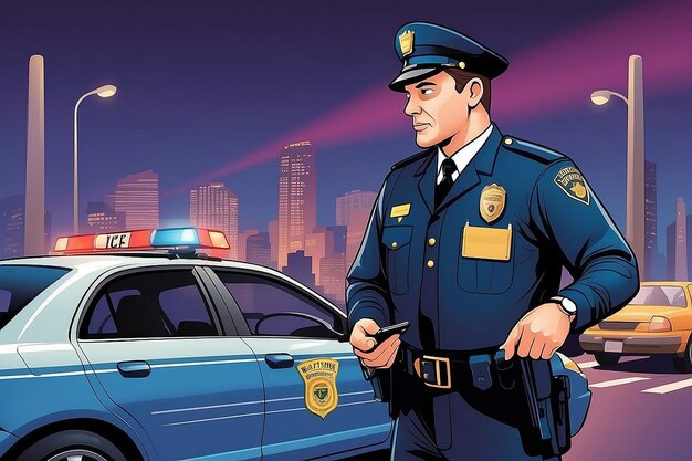 Photo une illustration vectorielle d'un policier donnant à un conducteur un chèque de violation de la circulation