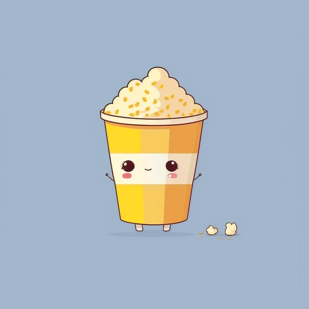 Photo illustration vectorielle de pop-corn kawaii mignon