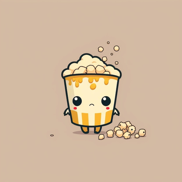 illustration vectorielle de pop-corn kawaii mignon