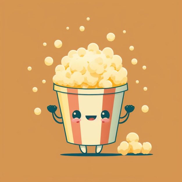 Photo illustration vectorielle de pop-corn kawaii mignon