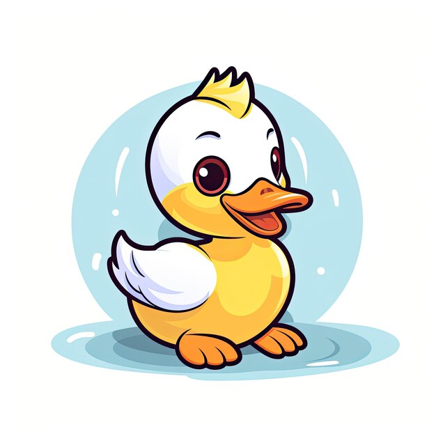 Cette illustration vectorielle présente une adorable icône de canard aux couleurs vives