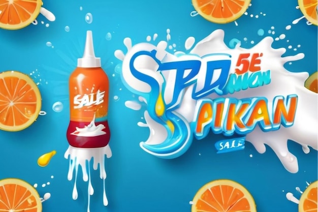 Photo illustration vectorielle de la promotion de la vente de songkran splashant de l'eau avec un pistolet à eau