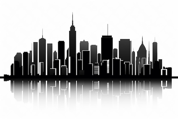 illustration vectorielle de réflexion de la silhouette du paysage urbain