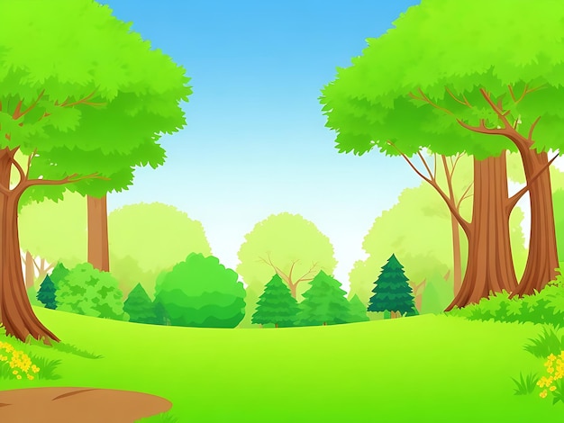 illustration vectorielle scène de paysage forestier nature avec de nombreux arbres