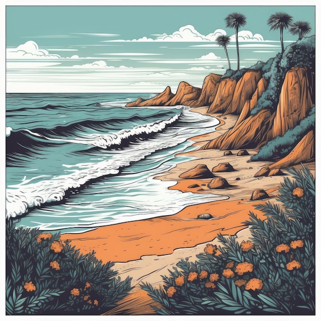 illustration vectorielle de la scène de plage