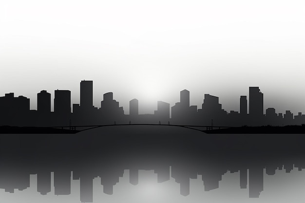Photo illustration vectorielle de la silhouette du paysage urbain brumeux sur fond blanc