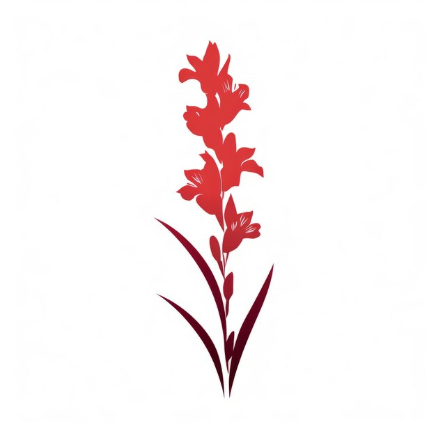 Illustration vectorielle de silhouette de fleur rouge et blanche dans le style de Fernando Amorsolo