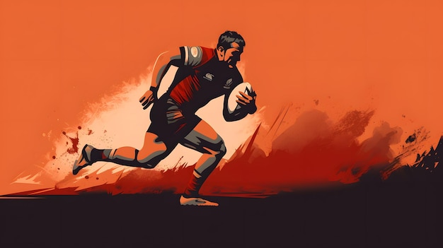 Illustration vectorielle de la silhouette d'un joueur de rugby