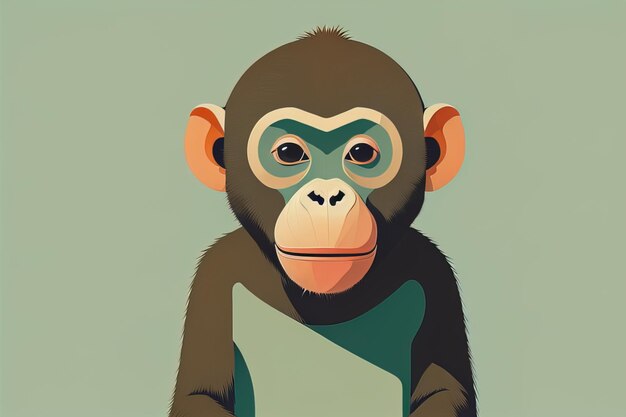 Photo illustration vectorielle d'un singe de style dessin animé ai génératif