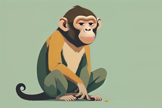 Photo illustration vectorielle d'un singe de style dessin animé ai génératif