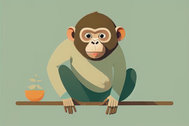 Photo illustration vectorielle d'un singe de style dessin animé ai génératif
