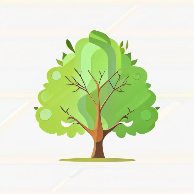 Illustration vectorielle de style animation d'un arbre plat stylisé