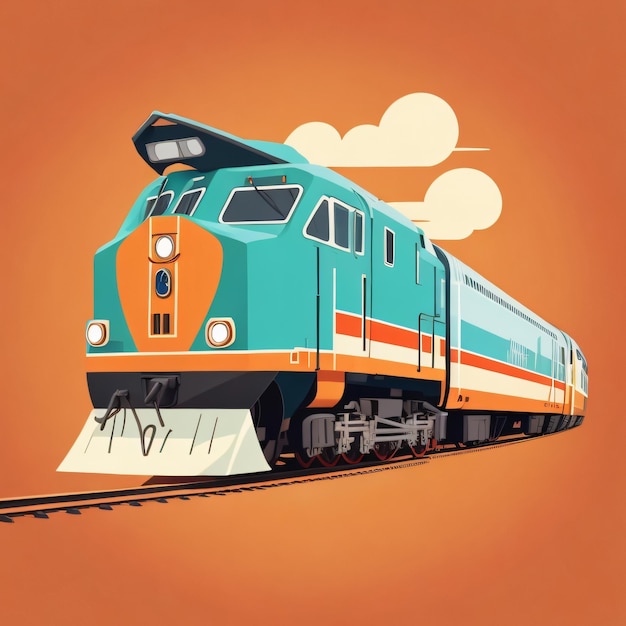 Photo illustration vectorielle de style animation du train plat stylisé