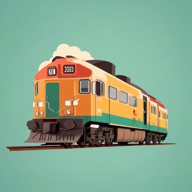 Illustration vectorielle de style animation du train plat stylisé