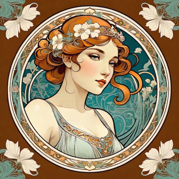 Illustration vectorielle style art nouveau avec motif floral dans un style rétro vintage avec décoration