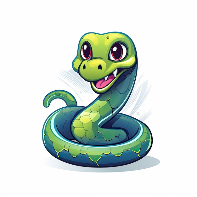 Illustration vectorielle d'une sympathique icône de serpent représentant un serpent sympathique avec des couleurs vives et une charmante expression souriante