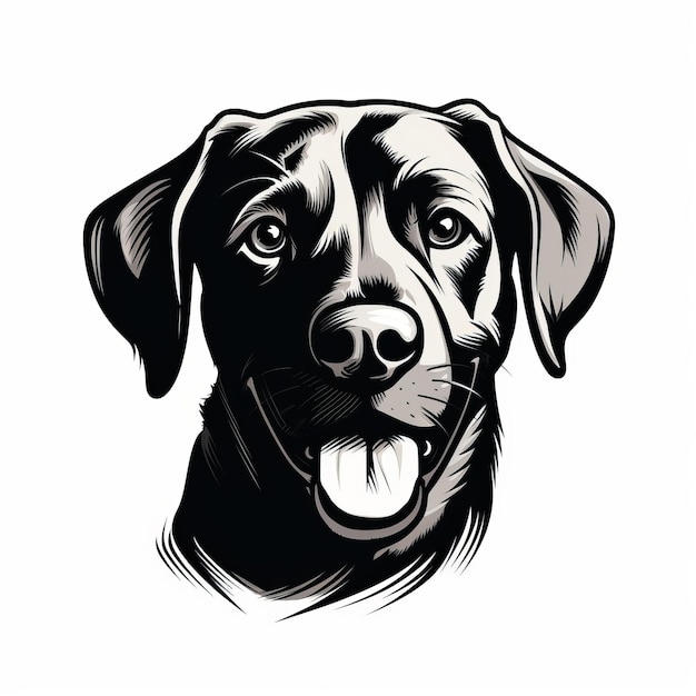 Illustration vectorielle de tête de chien Labrador noir dans le style de Mark Brooks